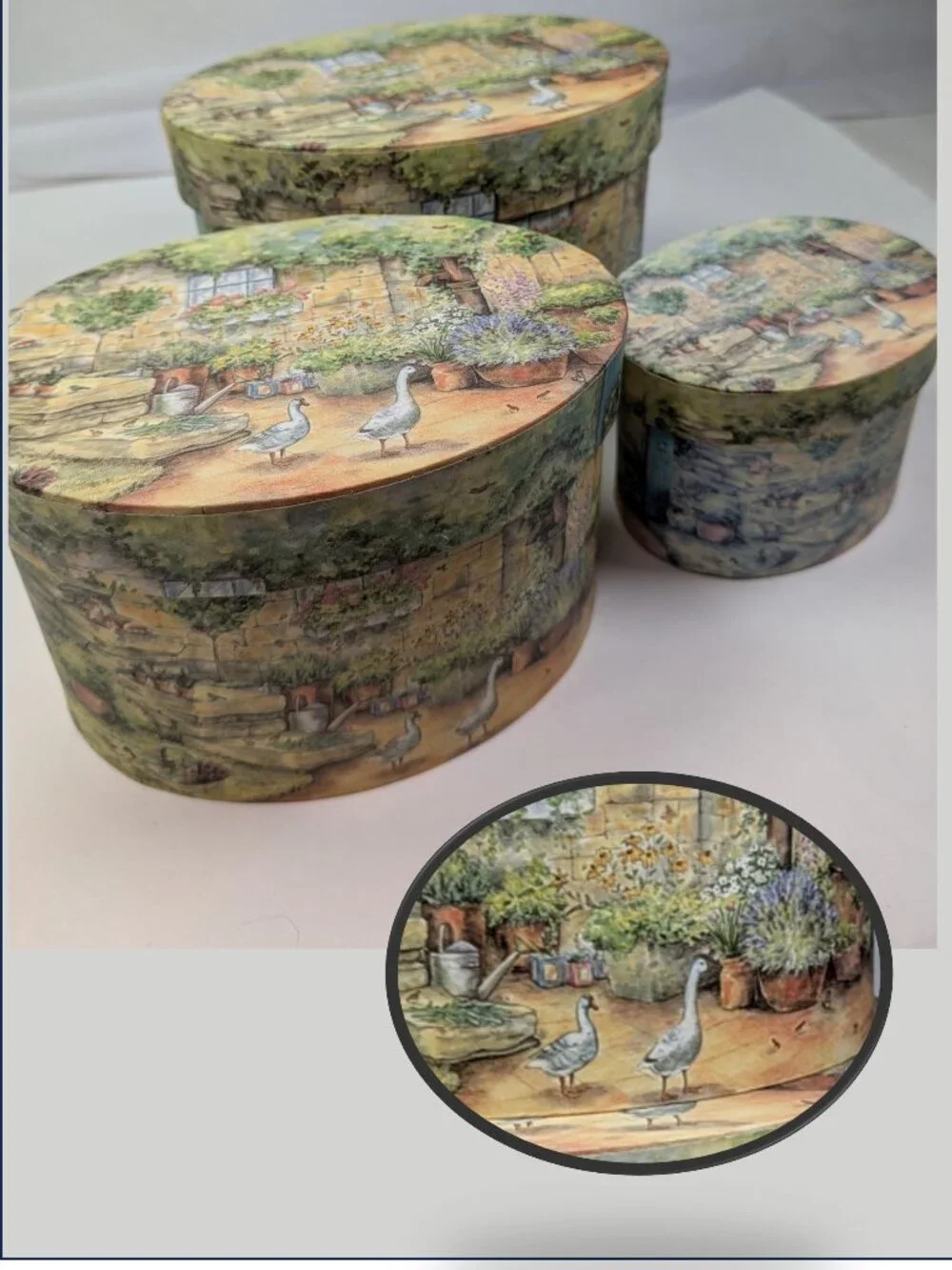 Vintage Bobs Boxes Cottage Garden Nesting Oval Box Set Sherri Buck Baldwin Lang